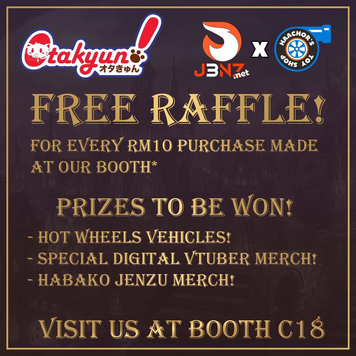 haachor_'s tweet photo. See you at @OtakyunMY 2023! We'll have #myvtuber and #HotWheels at Booth C18! Otakyun this year will be at Raia Hotel, opposite the airport! https://t.co/yF11F9jhYL