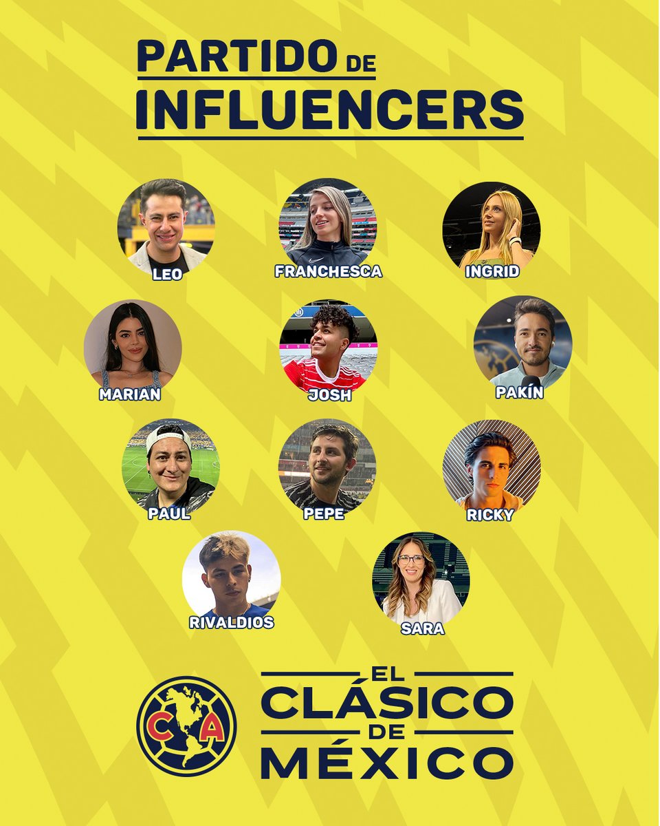 ClubAmerica's tweet photo. ¡No te pierdas el GOLAZO de Rivaldios! 🤯, partido de influencers en el Nido Águila 🦅
📺 https://t.co/n0c0dVE4iV

#ElClásicoDeMéxico https://t.co/M2kBKbTC2N