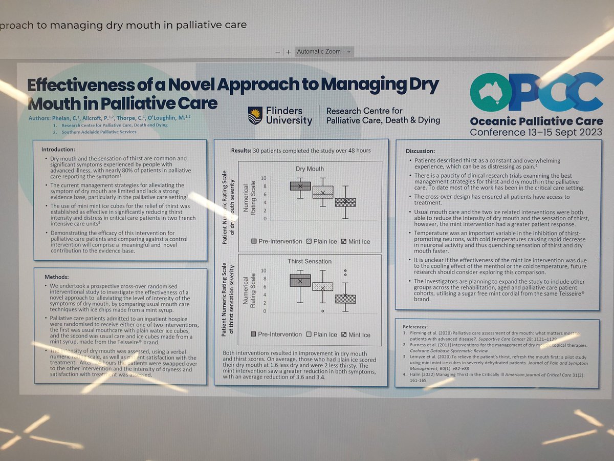 Great poster on management of dry mouth by @cazphelan Peter Allcroft, Courtney Thorpe & Muireann O'Loughlin. #mintymouth sweet care!