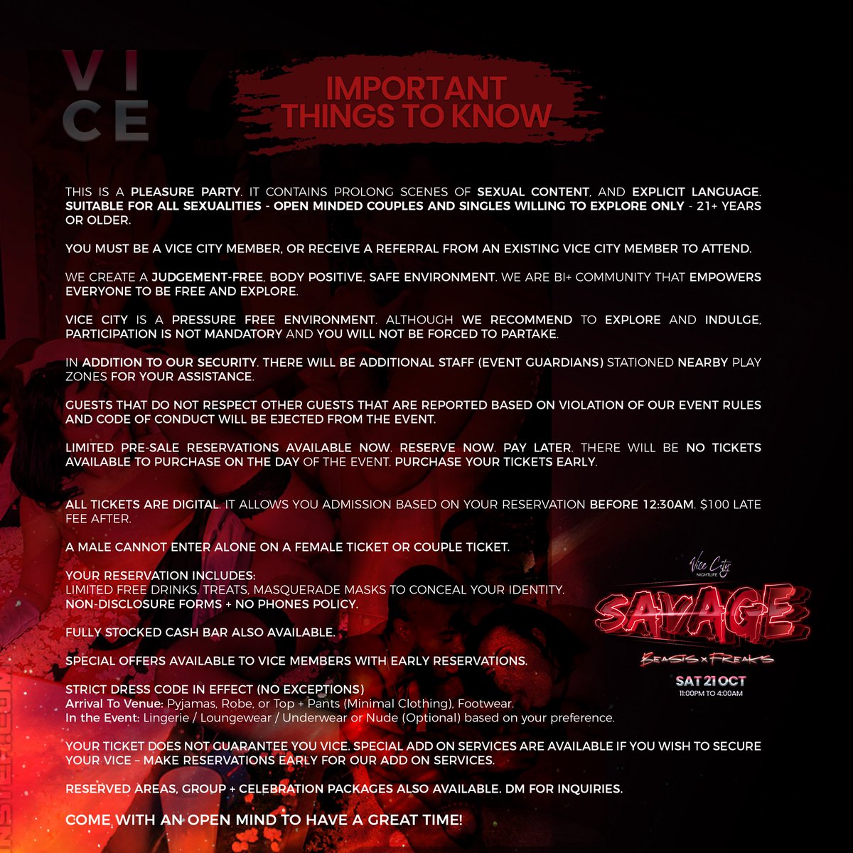 discovervice's tweet photo. Psst..Slip on your mask and prepare to be SAVAGE…are you a Beast 👹 or a Freak 😈? #SAVAGE @vicenightlifett 
.
BDSM + WHIPS+ CHAINS + GLORYHOLES + PLAYBEDS + SURPRISE XXX TRICKS 
. 
🎟️ Get Tickets Now: https://t.co/FZSt7bC6AD https://t.co/mGwCsA86rU