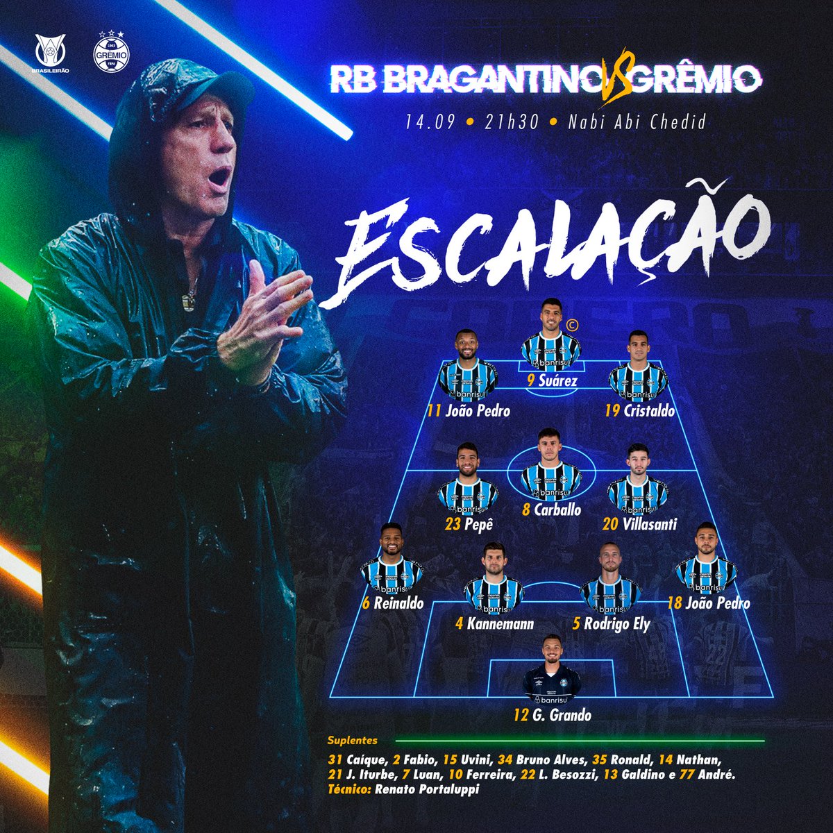 Tricolor escalado para o jogo contra o Bragantino!