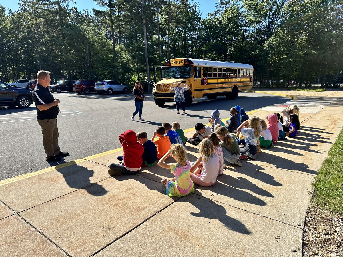 Bus safety talk today! Thank you for teaching us how to be safe on the bus and crossing the road! #gowo