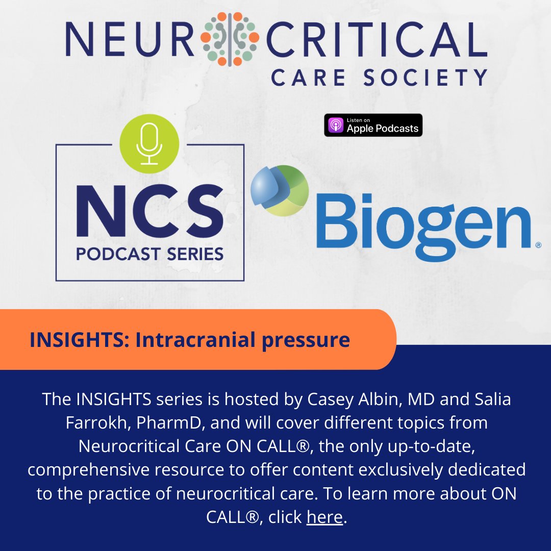 🎧 New podcast episode from the INSIGHTS series! Drs. Casey Albin and Salia Farrokh break down the fundamentals of intracranial pressure. Listen now on the NCS website or subscribe to the NCS Podcast Series where you listen to podcasts: ow.ly/rzfN50PIBc8 #ICP