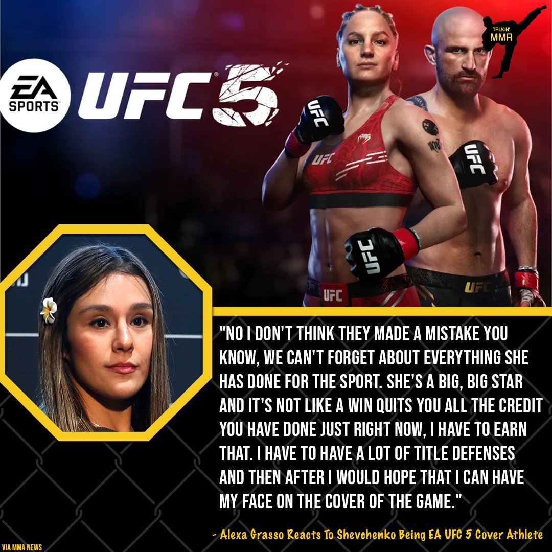 Alexa Grasso's Reaction To Valentina Shevchenko Being UFC 5 Cover Athlete Despite Losing Belt.. 👏🏼

#UFCParis #UFC292 #MMA #UFCNoche #UFC #news #mmanews #alexagrasso #ValentinaShevchenko