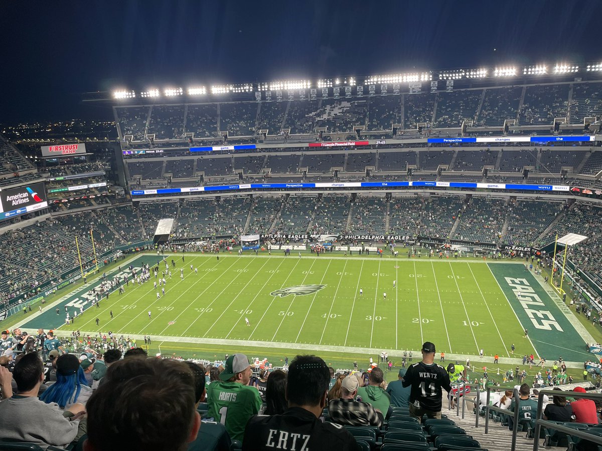 First time at #LincolnFinancialFields to see the @Eagles first home game of the season and for two of us their first live @NFL game. A night of firsts.#FlyEaglesFly