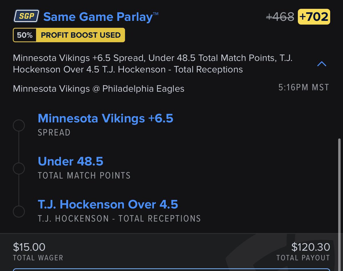 thecaponeshow's tweet photo. Alright let’s run this back ‼️

We have another Thursday night profit boost on FanDuel. Let’s smack this parlay tonight 💥💥💥 

$15 ➡️ $120.30

#gamblingtwitter #tnfbet #nflbet #bestbets #nflcapper #nfl https://t.co/vj4TGo0H0E