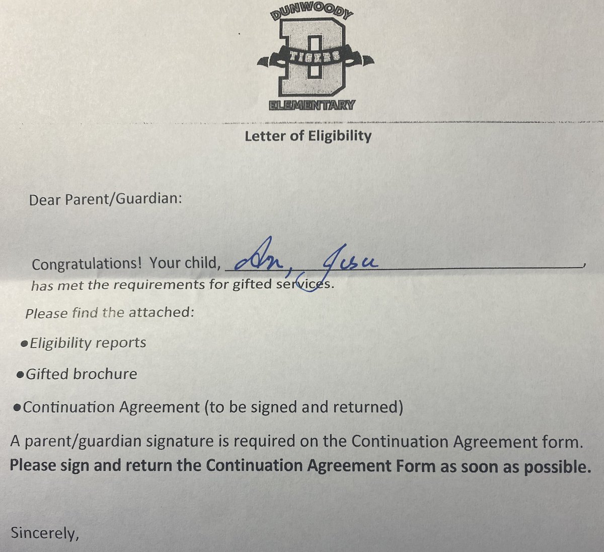 BrianykAn's tweet photo. I’m glad that I’ve had a successful 3rd yr/critical review @GeorgiaTech @GTliberalarts @sppgatech. The next letter making me even happier &amp; merrier is from my daughter’s elementary school: eligible for gifted education for her mental ability, achievement, creativity, &amp; motivation https://t.co/xqqyn6bpIv