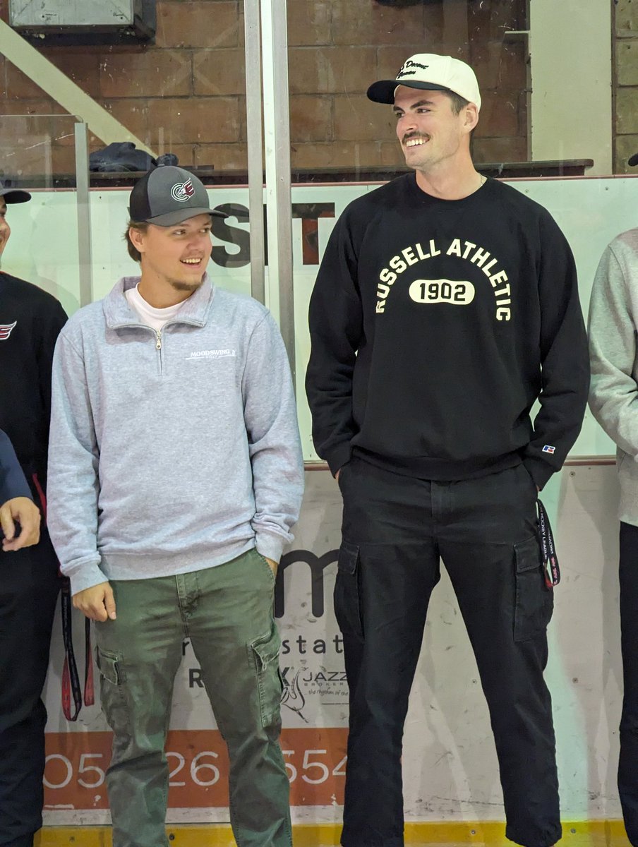 Celebrating Last Year's Team Prior to Puck Drop.