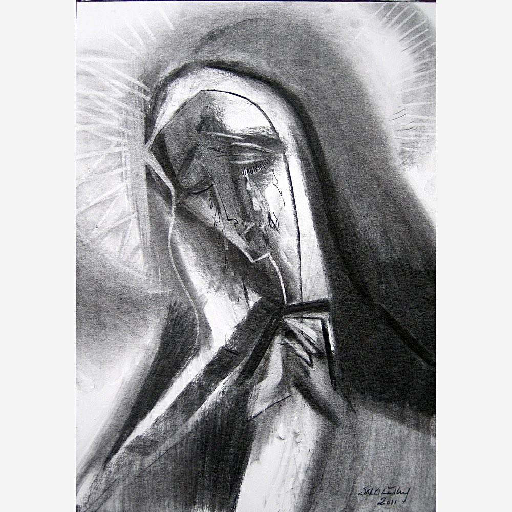 Solemnity of Our Lady of Sorrows….may we have courage to face our earthly pain as Mary suffered so deeply losing her Divine Son- and faith to turn to Him for Help & Peace. #OurLadyOfSorrows #Catholic #artist #OurLady #BVM #Mary #contemporaryart