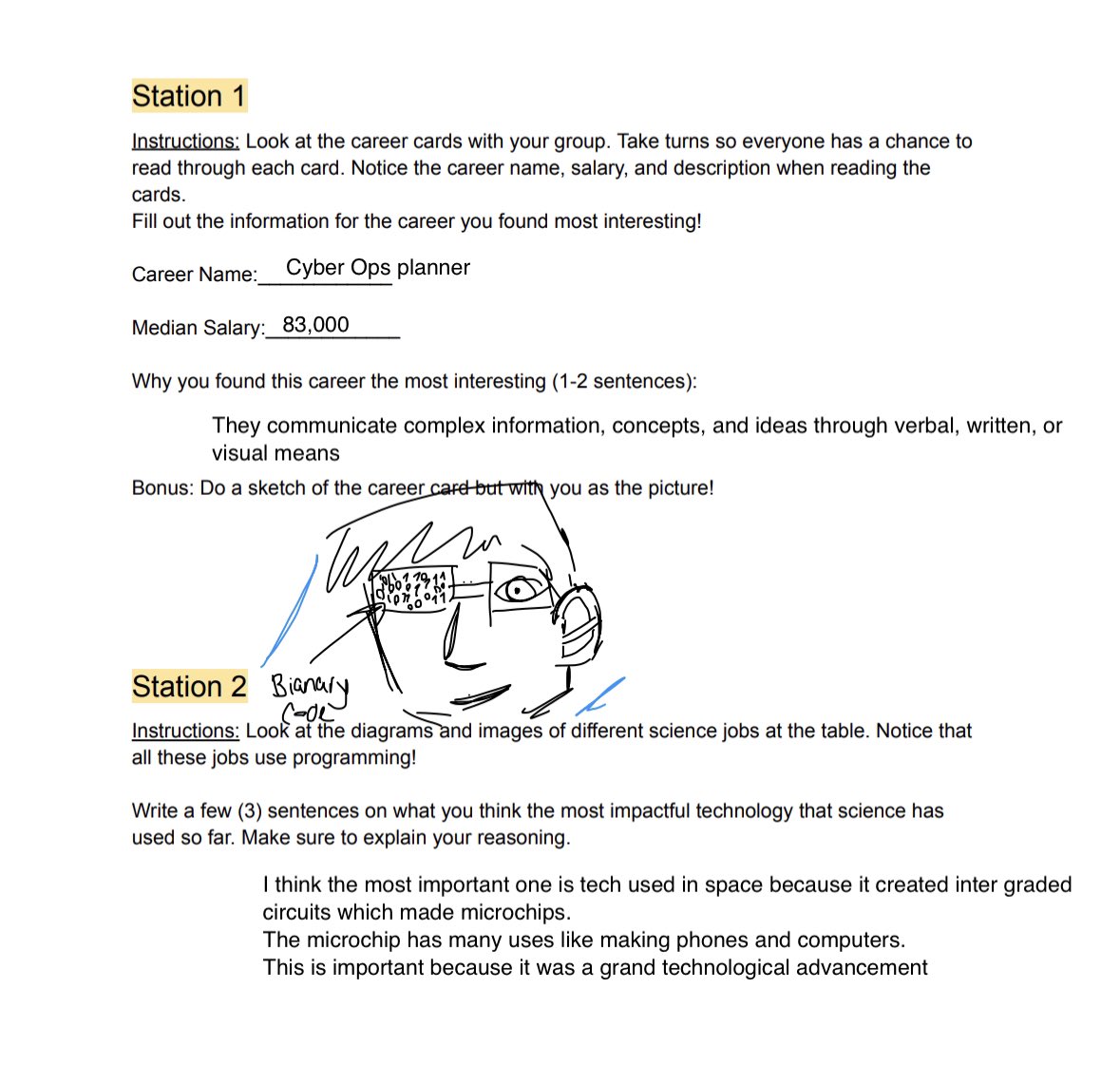 Knopf_Math's tweet image. Day 2 of #APCSP: Learners explored careers in Computer Science and Technology! They worked in groups and went through stations where they were able to see how careers in #ComputerScience and #Technology are so diverse. They also learned about artificial intelligence #AI 🤖