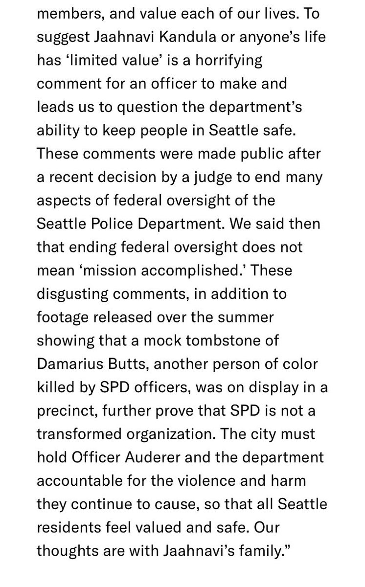 ACLU of Washington statement on SPD officer mocking death of Jaahnavi Kandula
