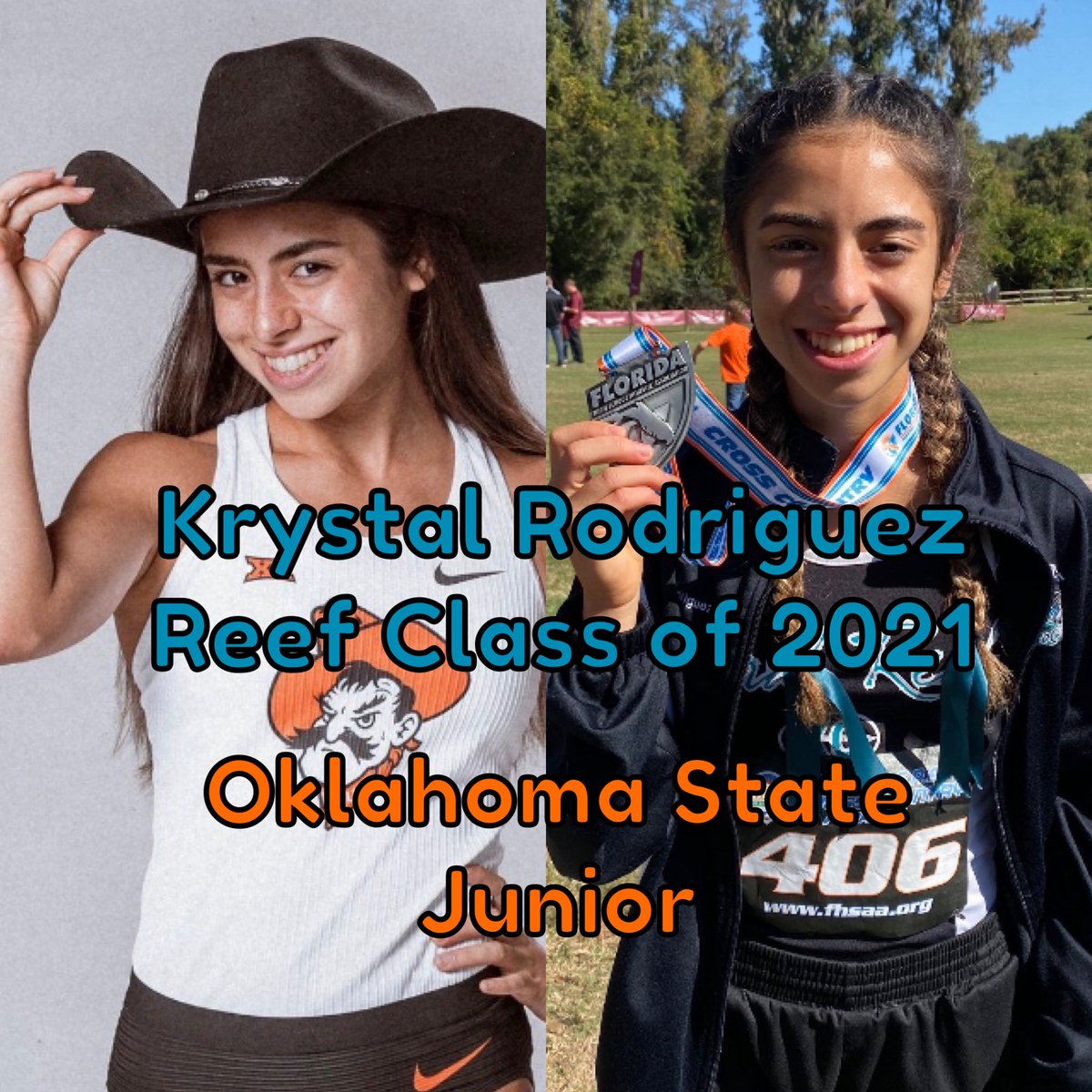 Alumni Thursday. Cross Country/Track runner Krystal Rodriguez. Cuda Class of 2021, Junior at Oklahoma State University. <a href="/sr_reef/">Coral Reef Sr High</a> #defendthereef
#reefwaysdoesitbetter #onceaCUDAalwaysaCUDA #seeyouaroundtheREEF #makehistory
#makeithappen #noplaceidratherbe