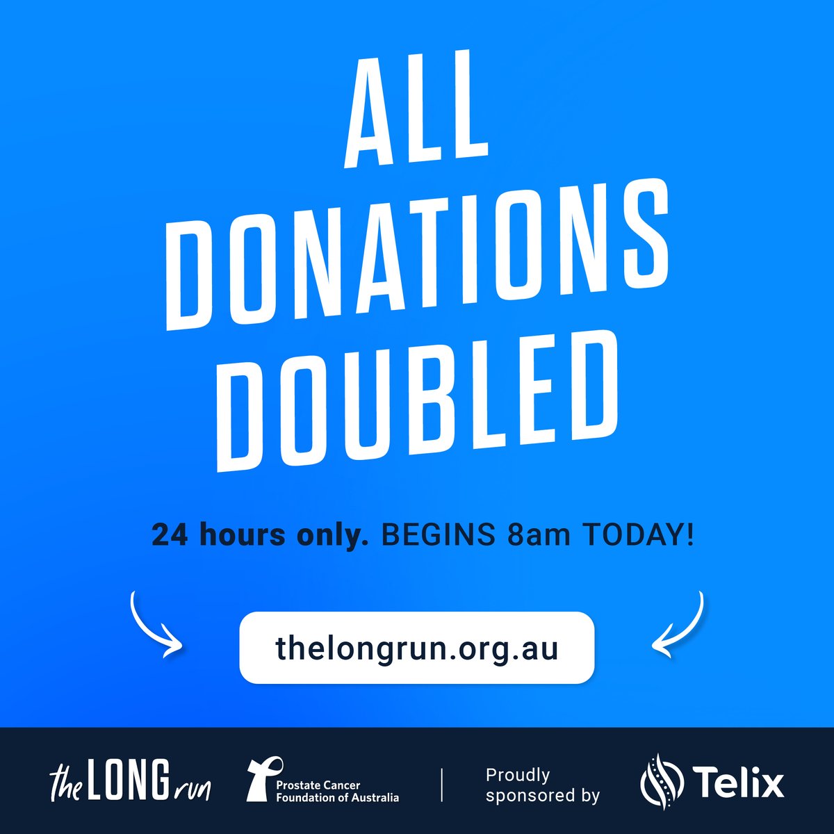 It's officially DOLLAR MATCH DAY! Visit thelongrun.org.au 🥳🏆💙