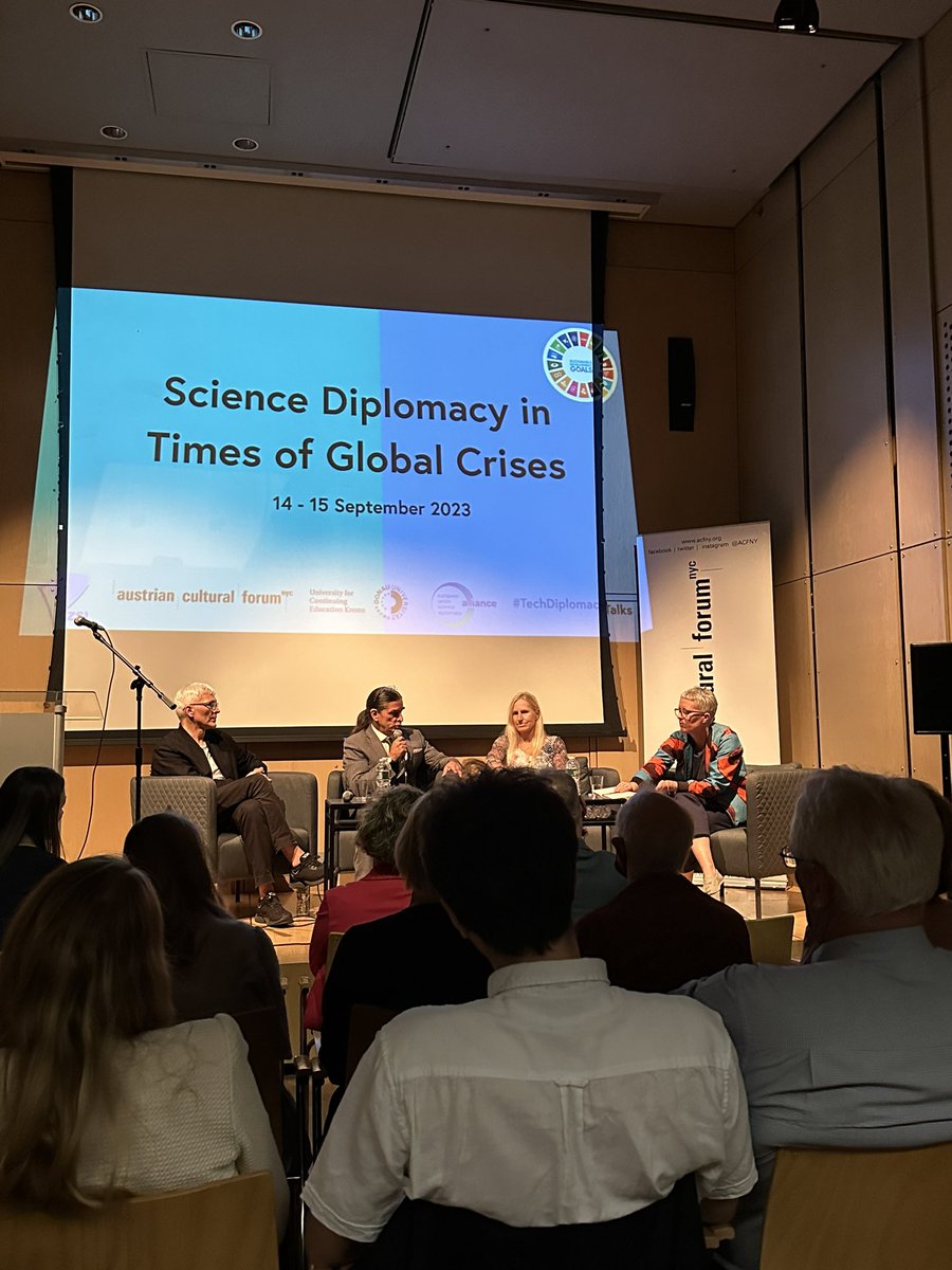 Final event of the day @ACFNY for a fascinating, thought-provoking discussion on #ScienceDiplomacy in times of global (poly-)crises and the value of #Transdisciplinary cooperation in #Research & #Diplomacy! 🤝

#SSUNGA78 #UNGA78 #TechDiplomacyTalks