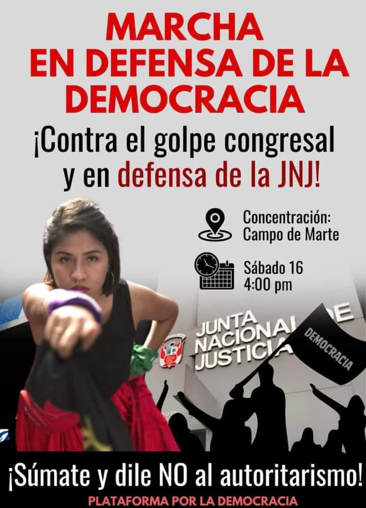 HallaziLuis's tweet photo. En defensa y recuperación de la #democracia 🇵🇪
Contra el #Congreso #corrupto y el régimen autoritario de Boluarte y Otárola.
Ya han capturado @TC_Peru @Defensoria_Peru @FiscaliaPeru y ahora van por Junta Nacional de Justicia.
Organizate y movilizate
Campo de Marte #16set https://t.co/hSNGvRezPY