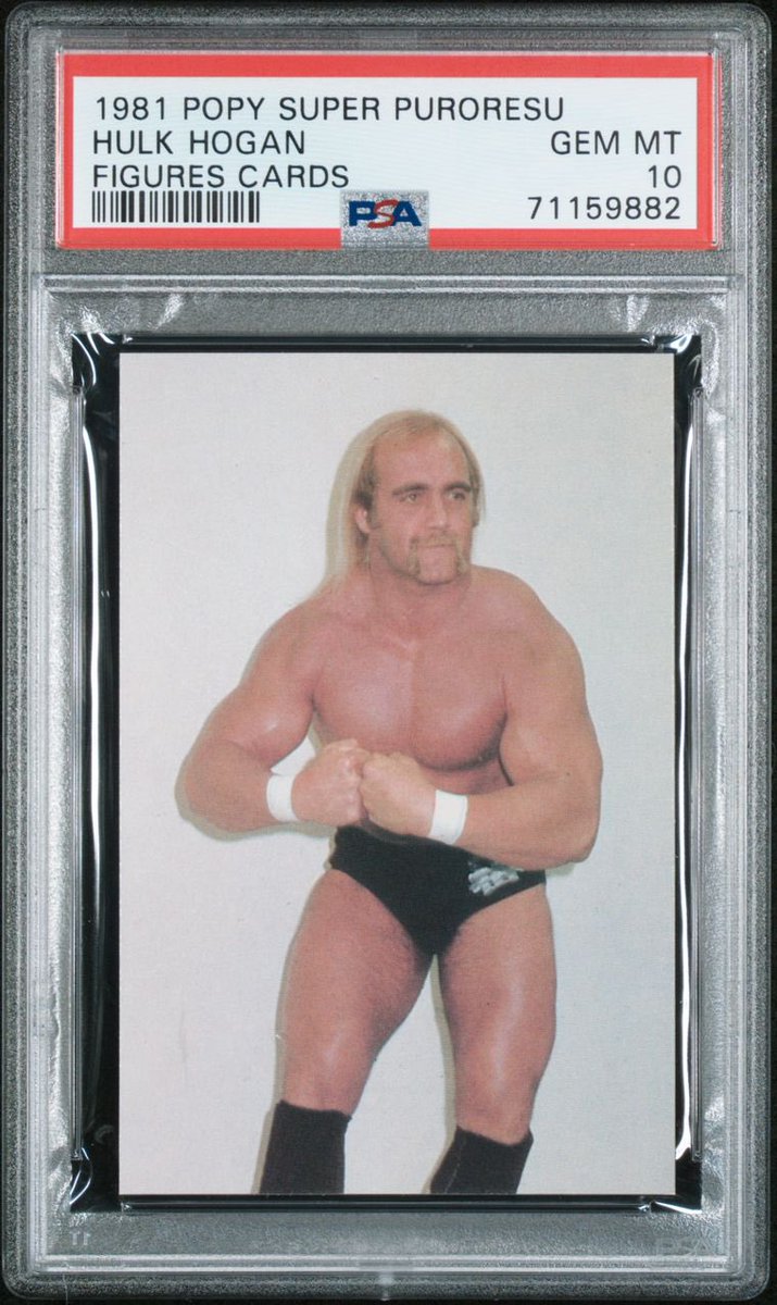 RealRichHopkins's tweet photo. Check out my friend @kickteastar’s  amazing 1981 Popy Hulk Hogan PSA 10 (Pop 2) that is currently up for auction at Goldin and ending on Saturday 9/30.

Check out the link below 👇🏻.

https://t.co/ePLgcmmND7

#HulkHogan #Ichiban #WrestlingCards #PSAgrade https://t.co/hG846m57yP