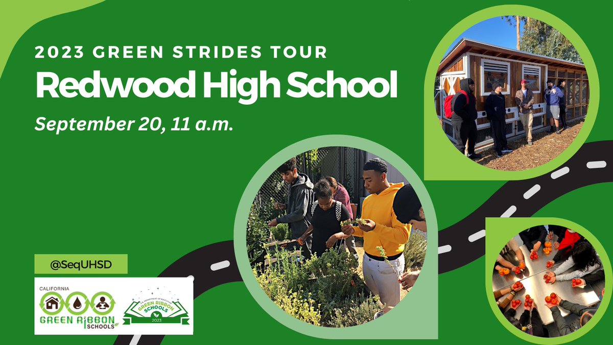 3rd stop today: @SeqUHSD Redwood High School serves 11th & 12th grade students on a campus featuring solar, native plants, bike shed, organic food forest, and composting to support student health and learning. @usedgov @CAGreenRibbon @CADeptEd