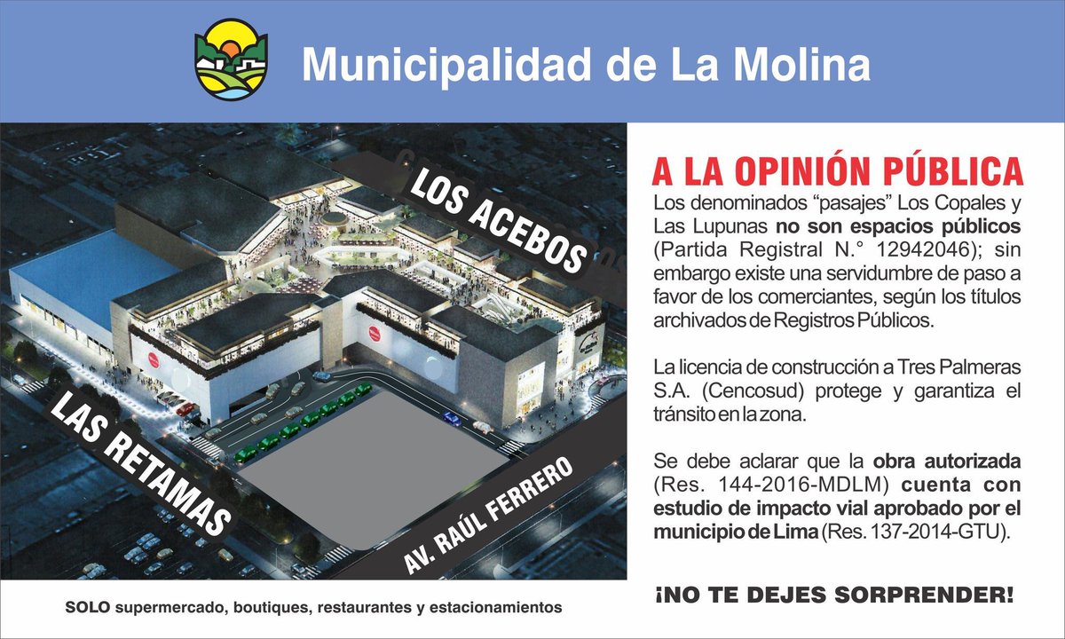 aobregon2's tweet photo. @Gestionpe Informense bien. Ese mall representa el abuso de la gran empresa a la pequeña. Hay apropiacion de una servidumbre.. hay demandas de por medio. ENTREVISTEN A LOS COMERCIANTES Y SABRAN LA VERDAD https://t.co/lhiL3XZ9xy