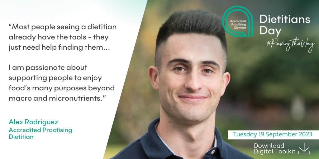 “Most people seeing a dietitian already have the tools - they just need help finding them.”

Alex is #PavingTheWay, supporting people to enjoy the social, mental & physical benefits of all food.

#APDs - #DietitiansDay2023 is tomorrow! Get involved: bit.ly/3qAEJDA