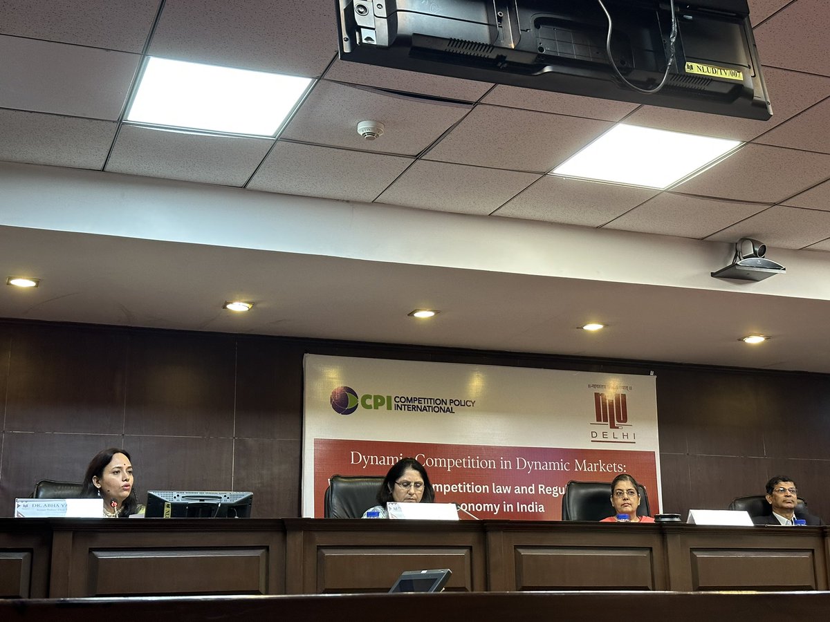 ElisaRamundo's tweet photo. At @NLUDofficial we’ve started discussing the need to reconcile fast pace of digital space w/ innovation &amp; regulation. #DMA can’t be just copied and pasted b/c of peculiarities of Indian market that need to be taken into account according to @CCI_India Chair Kaur.
@CompPolicyInt https://t.co/JaXyxSPw7W