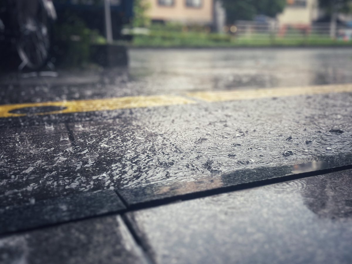 rabokigoshi's tweet photo. ものすごい雨足ですね…。
本社前もこんな感じです。
外出中の方、これからお出かけの方、お足元お気をつけください。

#ラボキゴシ https://t.co/YnnQRMkGTj