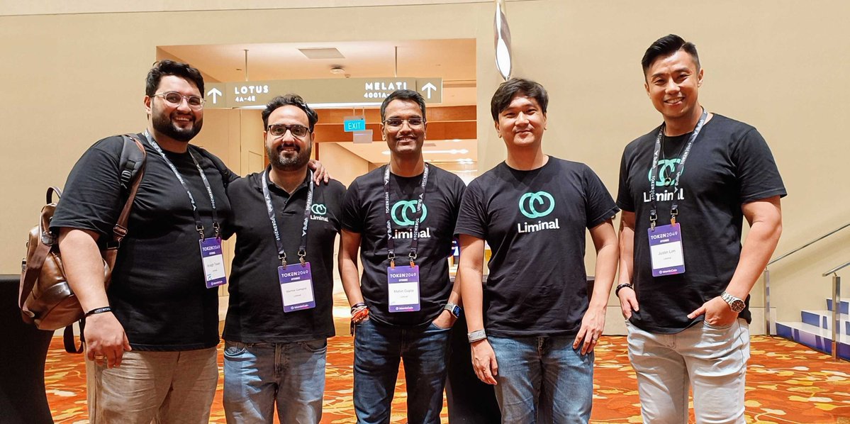 liminalcustody's tweet photo. At  @token2049, #TeamLiminal had two incredible days with web3 visionaries, exploring partnerships, and envisioning the future. 
See you next year 🚀 
Until then, let's build big together! 

📸L>R: @Anagh_Tiwari, @Garegrat, @mahingupta, @david_liminal, @JustinLBL

#Web3 #TOKEN2049 #Token2049Singapore