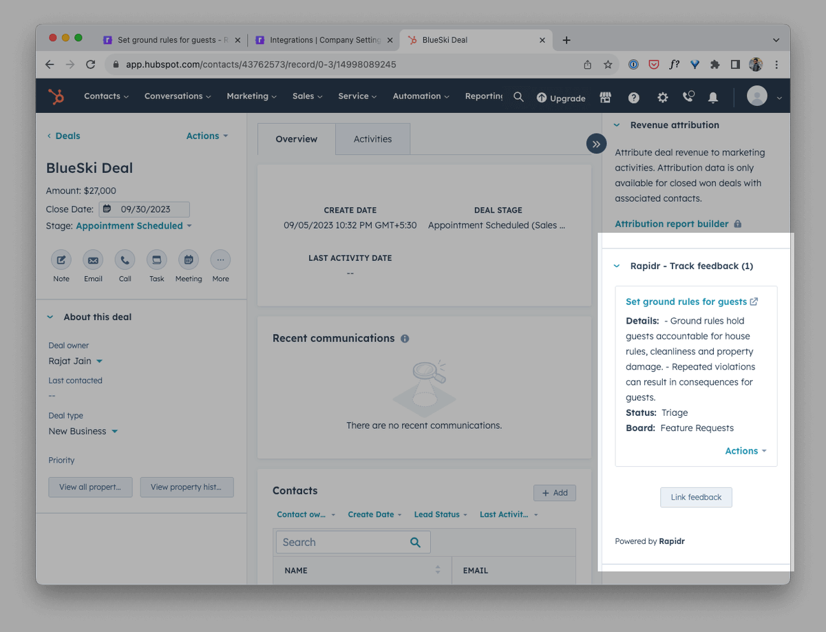 rapidr_io's tweet photo. HubSpot Integration is Live 🎉

Rapidr makes it effortless to keep track of feature requests and their progress in HubSpot, helping you stay on top.

Seamlessly bridge the gap between your customer-facing and product teams and make informed decisions with revenue impact. https://t.co/owPi3HLL90