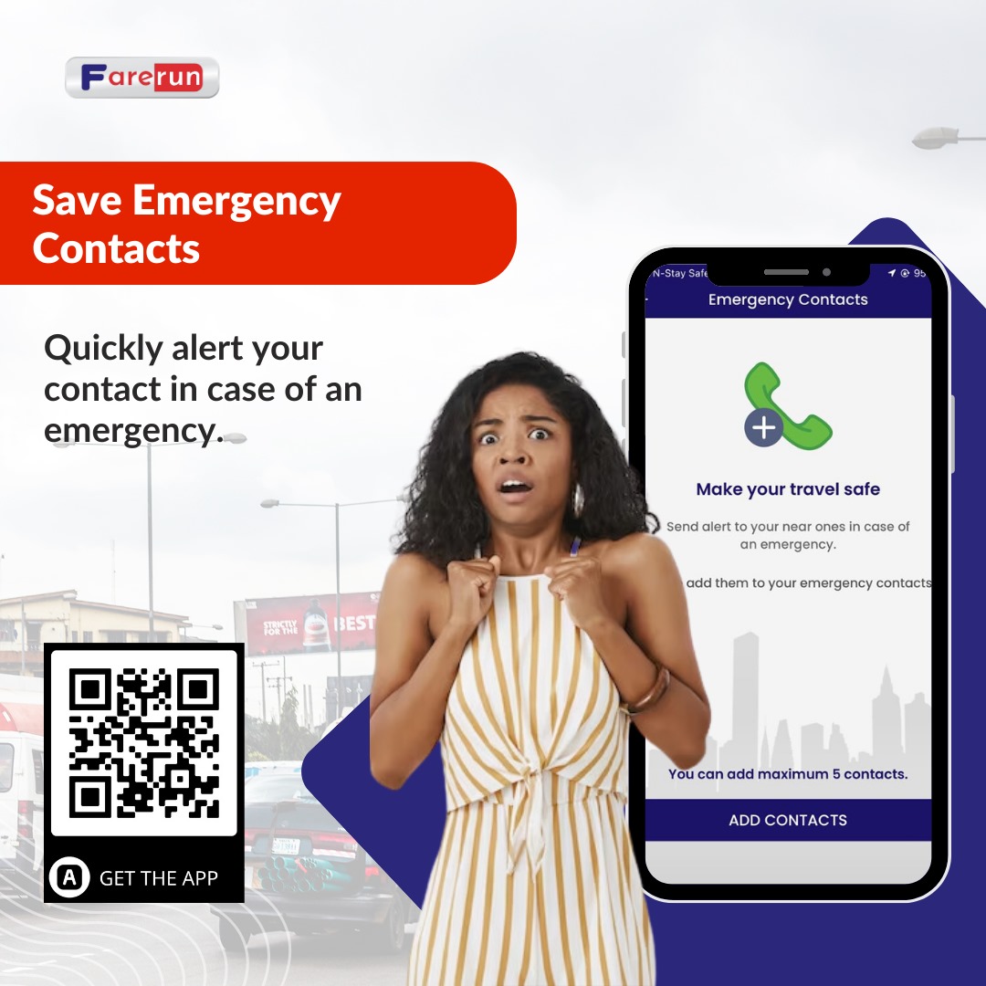 FareRun_Nigeria's tweet photo. Plan ahead and never get late for your meetings: Ensure you save emergency contacts and try to reach your near ones in case of an emergency.
#Farerun #BookRides #Emergency #DownloadtheFarerunApp #RideWithEase https://t.co/HEZpVvgoRZ