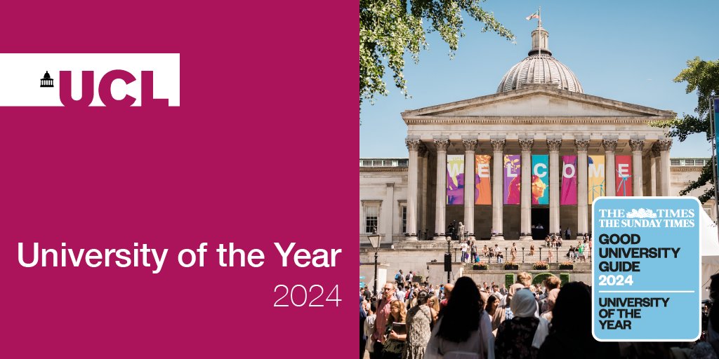We are delighted to share that UCL has been awarded the University of the Year 2024 by the Times and Sunday Times Good University Guide! 🎊 Read more ➡️ ucl.ac.uk/news/2023/sep/… @thetimes #GoodUniGuide #LoveUCL