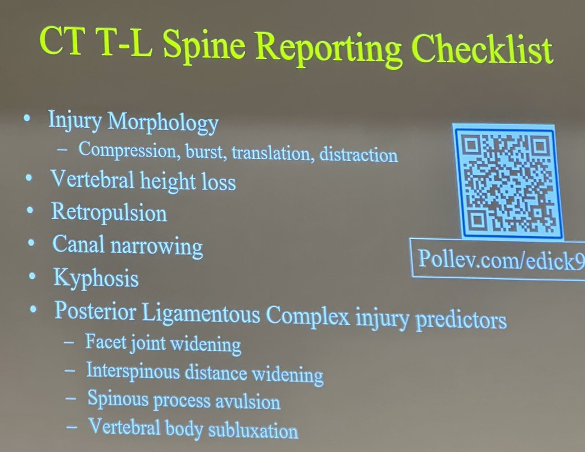 Dr. Elizabeth Dicks T-L spine checklist to help classify T-L spinal injuries <a href="/ESERadiology/">ESER</a>