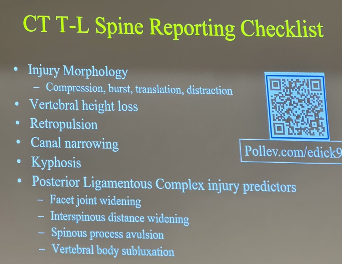 Dr. Elizabeth Dicks T-L spine checklist to help classify T-L spinal injuries @ESERadiology