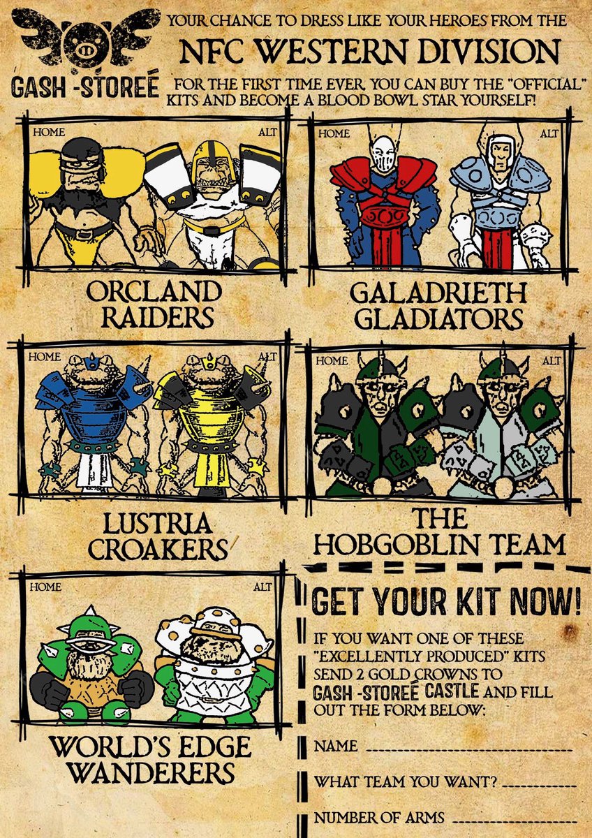 Dress like your heroes! You’ll certainly draw admiring looks when you step around town wearing one these replica Blood Bowl kits. Just be careful of the spikes when you go through any doors.
Advert courtesy of <a href="/ChatShirt/">Chris Chats Shirt</a>