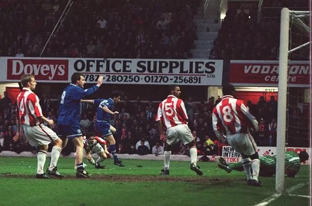 City90s's tweet photo. Garry Parker’s second half strike in the play off semi final at the Victoria Ground sends Leicester to Wembley in 1996. https://t.co/ZWp4Q6qq9T