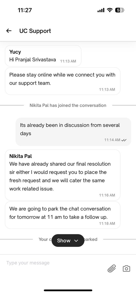 ItzPraNz's tweet photo. Frustrating customer exp at @urbancompany_UC . They make fake promises about warranty and then they are not willing to cater to it. On top of that the customer support is literally worst. They keep parking the chat without acknowledgement from customer. Well done @abhirajbhal 👏 https://t.co/xQEM6hH6sz