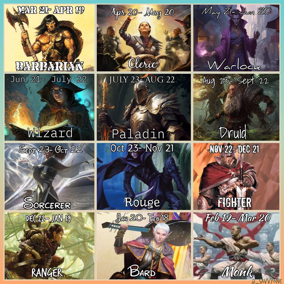 _SavvyOne's tweet photo. When the stars and dice align! What class did you get? #DnD #astrology #d20 #wotc https://t.co/Z9dJKJ6N1D