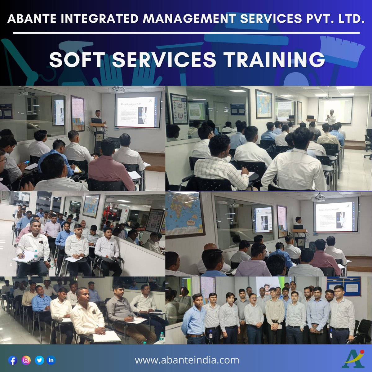 Soft Services training enhance the confidence to communicate with clients, resolve challenges and increased productivity at work.

soft services team Training conducted by Dr. KP Singh & Mr. Mahipal Singh.

#abanteintegrated #managementservices #team #work #training #productivity