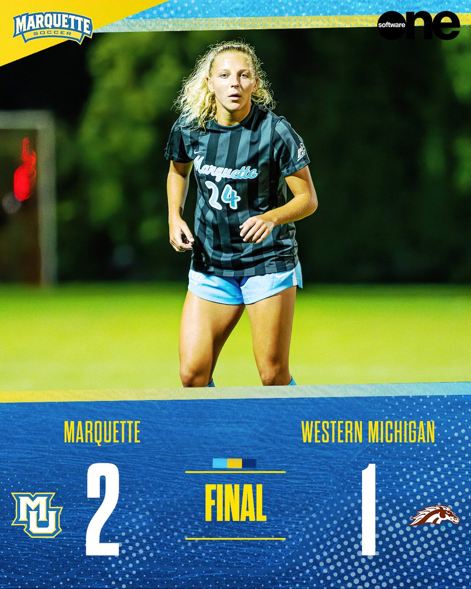 MarquetteWSOC's tweet photo. The Golden Eagles defeat Western Michigan! First-career goal by Taylor Schad and Isa Cook with the game winner in the 89th minute. https://t.co/Z90Kty9SHF