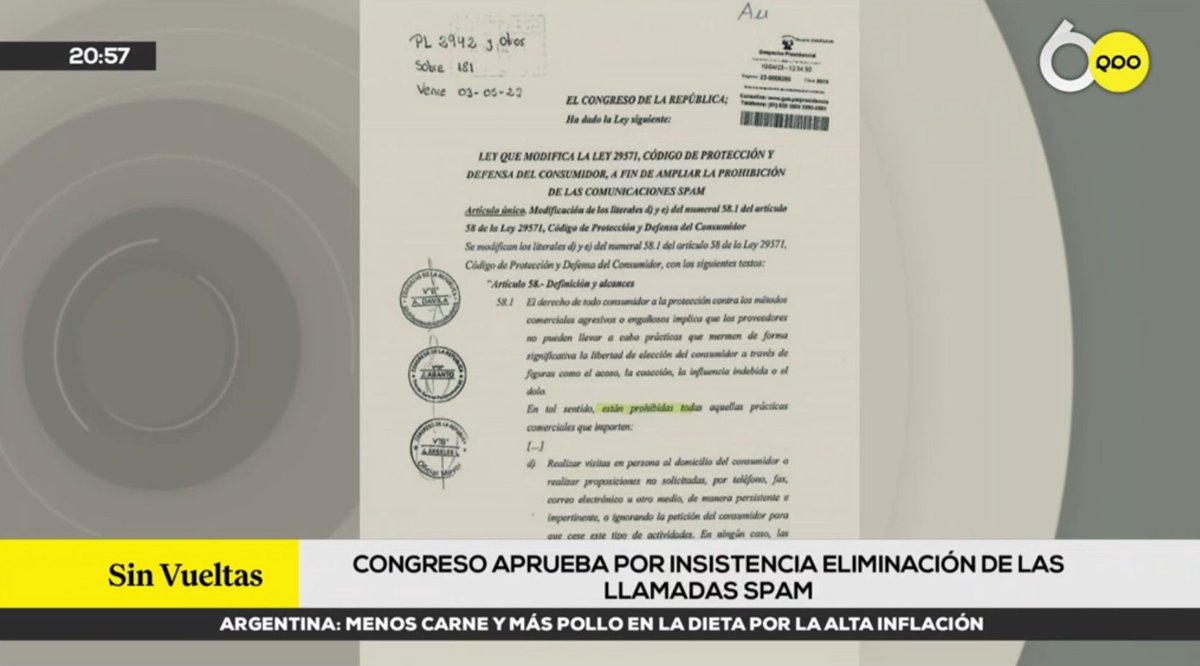 🔴 #EnVivo: Congreso aprobó la prohibición de llamadas y comunicaciones 'spam', incluyendo por medios electrónicos. 📺 ► Movistar 10 - 710 HD
