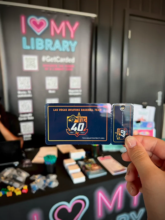 LVCCLD's tweet photo. Love the @AviatorsLV ⚾? Get the official #LasVegasAviators library card & join us on Friday, September 22 for #FireworkFriday & help support the Library District Foundation while enjoying a night out at @thelvballpark 😎. Tickets:👉 https://t.co/hidt5rQR2q #GetCarded https://t.co/Pn3XwInar2
