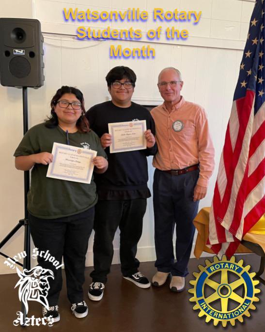Congratulations Dominique Ortega &amp; Pablo Reyes, New School’s Watsonville Rotary Students of the Month! <a href="/PajaroValleyUSD/">Pajaro Valley Unified School District</a> <a href="/santacruzcoe/">SantaCruzCOE</a> <a href="/CCEAeducation/">CCEA Plus</a> <a href="/WatsonvilleCity/">City of Watsonville</a> #studentsofthemonth #AztecsAvenuesofAchievement
#NeverGiveUp