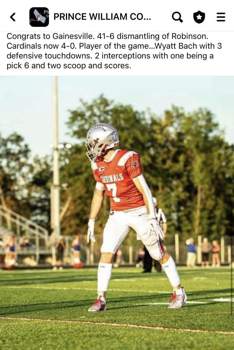 Prince William County Sports (@pwcsportsva) on Twitter photo Huge night for <a href="/GainesvilleFoo1/">Gainesville Football</a>. Now 4-0 for the season after smashing Robinson. Kudos to <a href="/PWCsportsVA/">Prince William County Sports</a>’s Player of the Game…<a href="/bach_wyatt/">Wyatt Bach-2024</a> Huge night for <a href="/GainesvilleFoo1/">Gainesville Football</a>. Now 4-0 for the season after smashing Robinson. Kudos to <a href="/PWCsportsVA/">Prince William County Sports</a>’s Player of the Game…<a href="/bach_wyatt/">Wyatt Bach-2024</a>