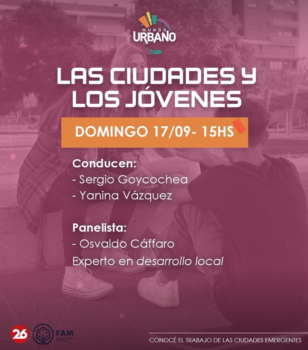CaffaroOsvaldoR's tweet photo. 📺 Este Domingo 17 a las 15hs. #MundoUrbano por @canal26noticias.
🔸 Único programa de televisión que expone el trabajo de ciudades emergentes.
El #tema de este Domingo : Las Ciudades y Los Jóvenes. https://t.co/RgHFNVvFtx
