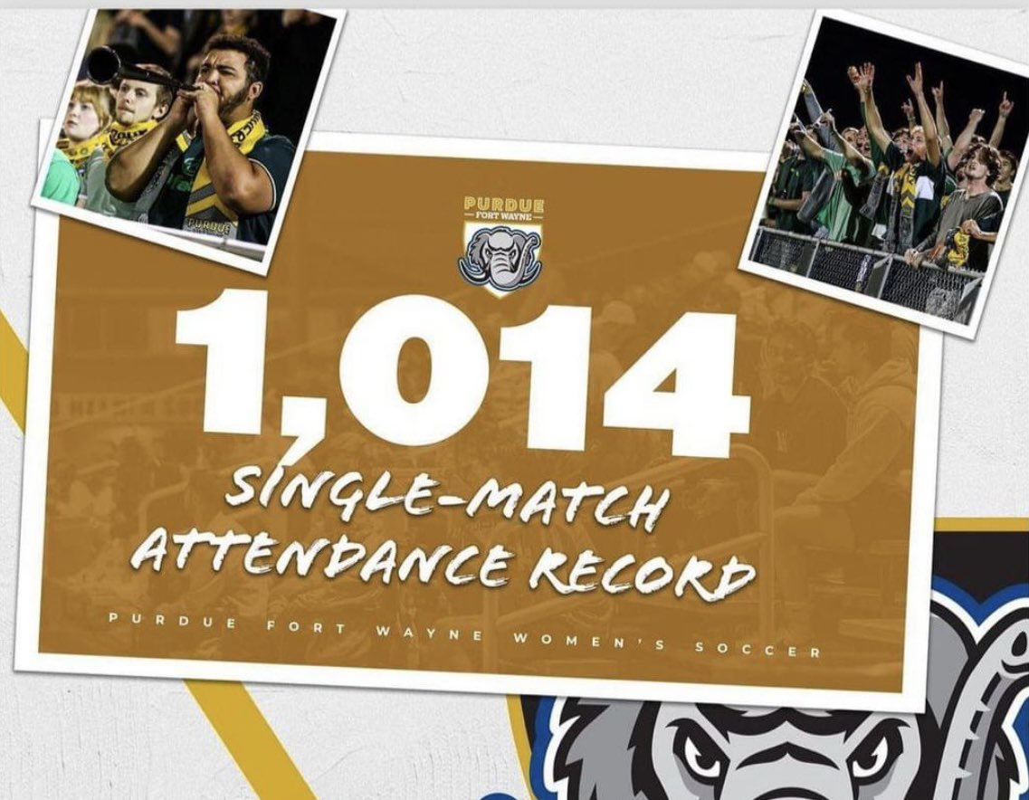 Had a blast being on the pitch tonight for this record-breaking attendance and awesome Party at the Pitch! Super proud of our continued collab between <a href="/GoMastodons/">Purdue Fort Wayne Mastodons</a> and our EMSE team! Go Dons! 💛🖤