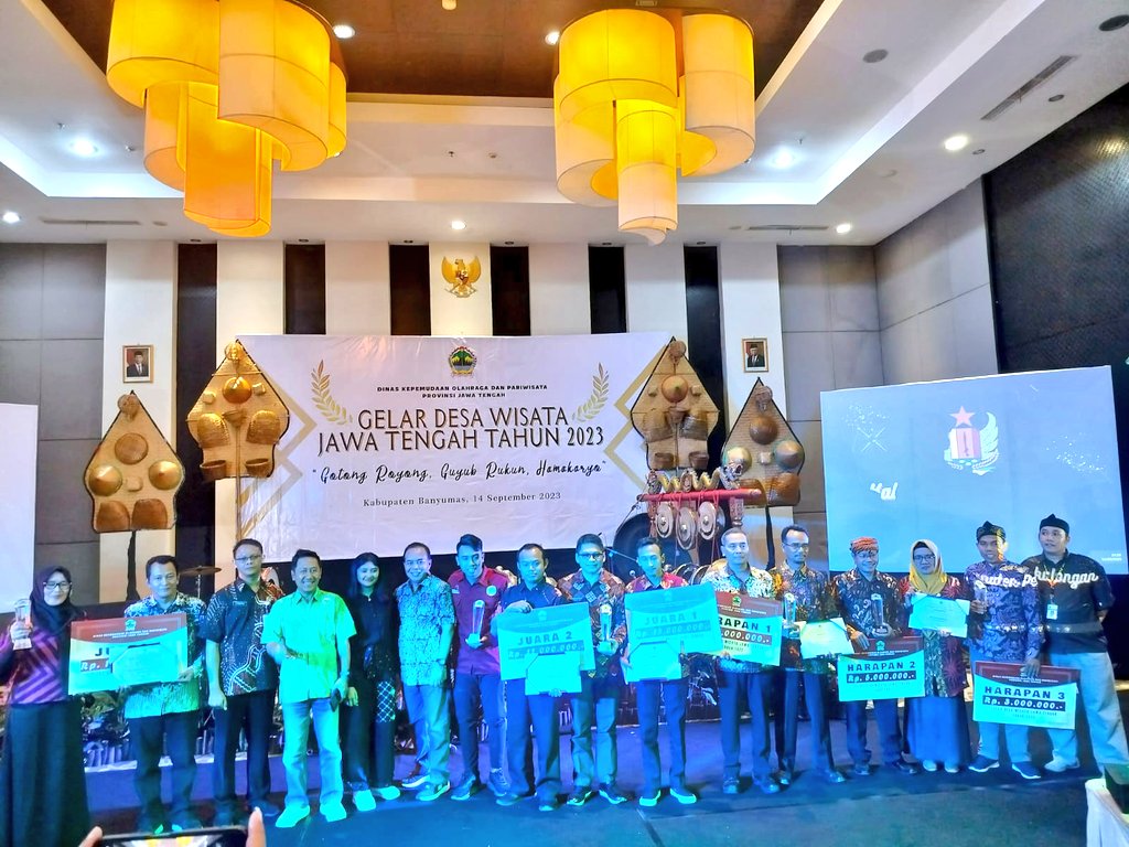 Selamat atas Penganugerahan Gelar Desa Wisata Jawa Tengah Tahun 2023
Juara 1 Deswita Pandanrejo Purworejo 
Juara 2 Deswita Paranggupito Wonogiri 
Juara 3 Deswita Banyuanyar Boyolali 

Harapan 1 Deswita Punjulharjo Rembang
Harapan 2 Deswita Melung Banyumas
Harapan 3 Deswita Rahayu
