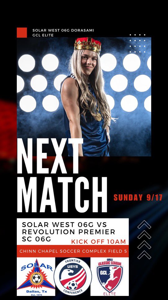 This Sunday is Game 2 in GCL Elite! So ready to bring it!! 💪🏼⚽️
@SolarSoccerClub @Solar06g @PixrGuy @ImYouthSoccer @ImCollegeSoccer @PrepSoccer @TopDrawerSoccer @TheSoccerWire