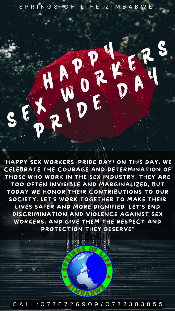@SOLZimbabwe commemorates Sex Workers Pride Day.

@AfricaSexWork @GlobalSexWork @SWAIIreland @swoptucson @sexworkeurope @SexualTalk @redumbrellafund @gysd_org @ChisungoTrust @galzinf @gnpplus @_ARASAcomms @SexWorkTalk