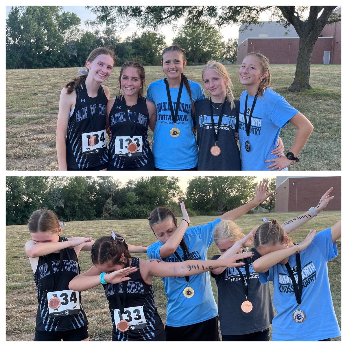 ENHSXC's tweet image. Jv girls finish 🥇 at Blair Invite! 

Avery 🥇
Chloe 🥈
Morgan 🥉
Payton 5th 
Quinn 6th