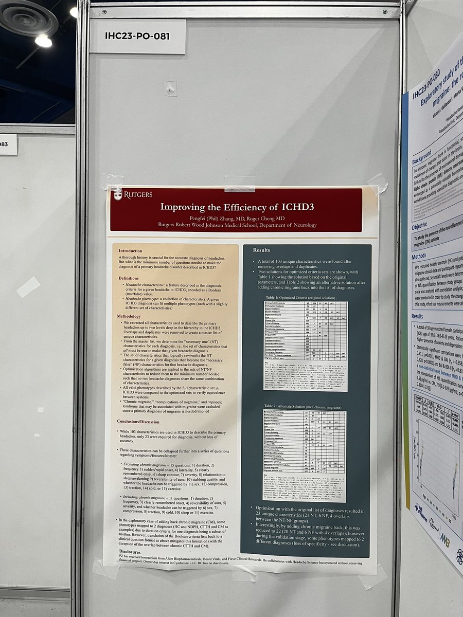 At #IHC2023 where my collaborator Roger Cheng and I tried to mathematicize the headache classification guideline for the purpose of optimizing it: