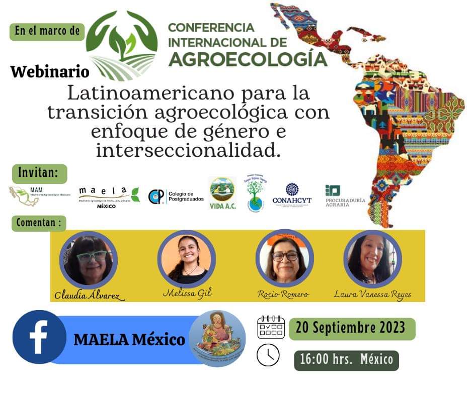 MaelaMexico's tweet photo. Les invitamos al “Webinario latinoamericano para la transición agroecológica con enfoque de género e interseccionalidad”.🌟  

🗓️El próximo miércoles 20 de septiembre en punto de las16:00 horas del Centro de México

🌐El acceso será gratuito a trav��s de 🟣https://t.co/c1YFiMLc2y https://t.co/kDqxWQ8Jdi