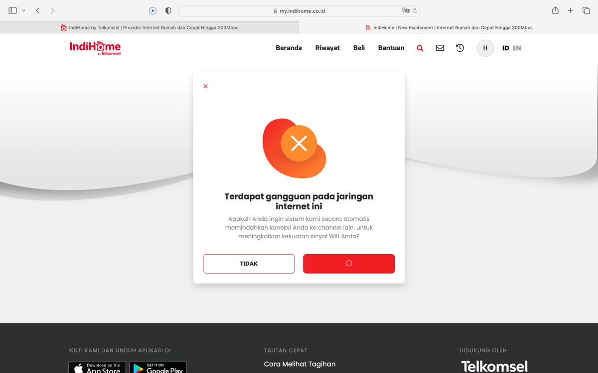 Udh di coba pindah channel, tp sepertinya blm ada perubahan <a href="/IndiHomeCare/">IndiHomeCare</a>